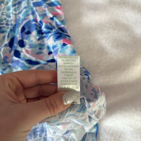 Lily Pulitzer Essie Tank Top Blue Pink Shirt Blouse Womens Size XS Summer Beach - Picture 8 of 9